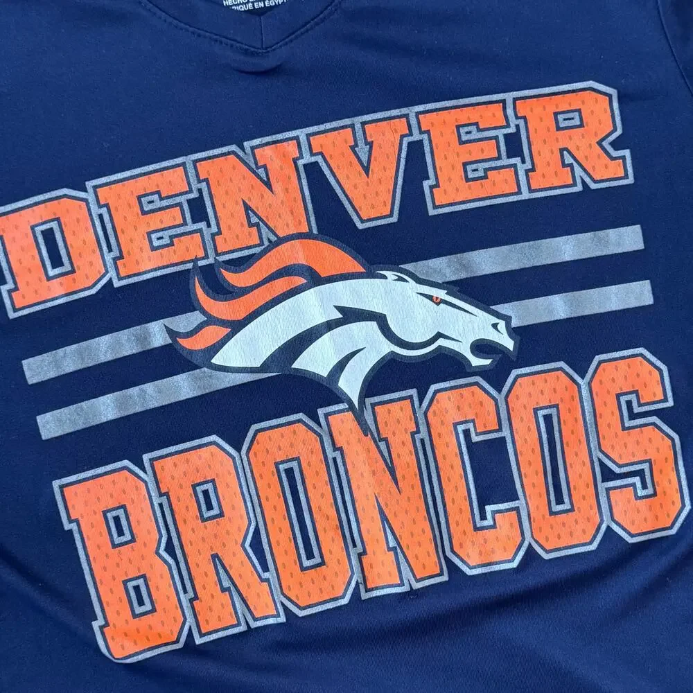 Denver Broncos Teens NFL Team Apparel Top Football Navy Orange - Youth Small - Picture 5 of 8
